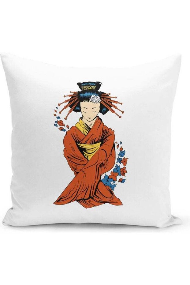 Orange Kimonos Design Decorative Pillow Multicolour