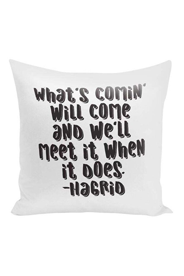 Harry Potter Movie Hagrid Quote Printed Decorative Pillow White/Black 16x16inch