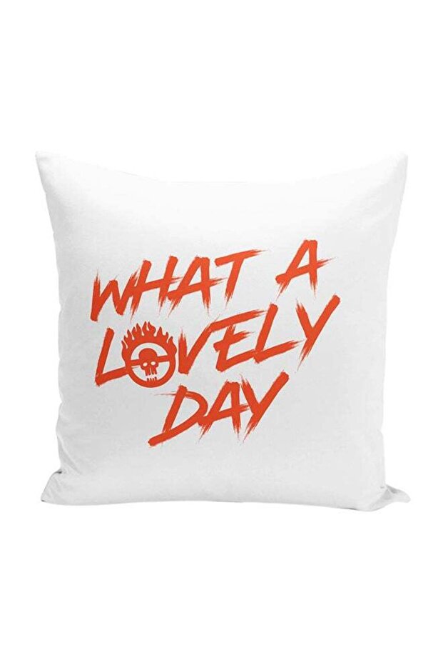 What A Lovely Day Decorative Throw Pillow White/Orange 16 x 16inch