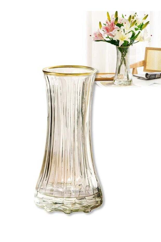 Clear Crystal Vase,Glass Modern Large Flower Vase,Handmade Glacier Clear Vase,Thickening Design,Eas