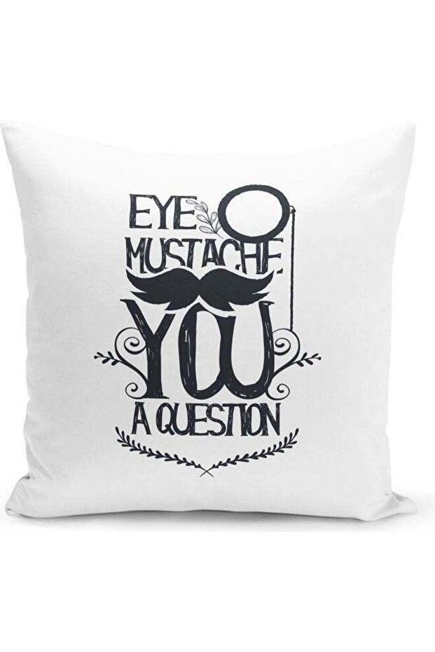 Eye Mustache You Question Design Decorative Throw Pillow White/Black