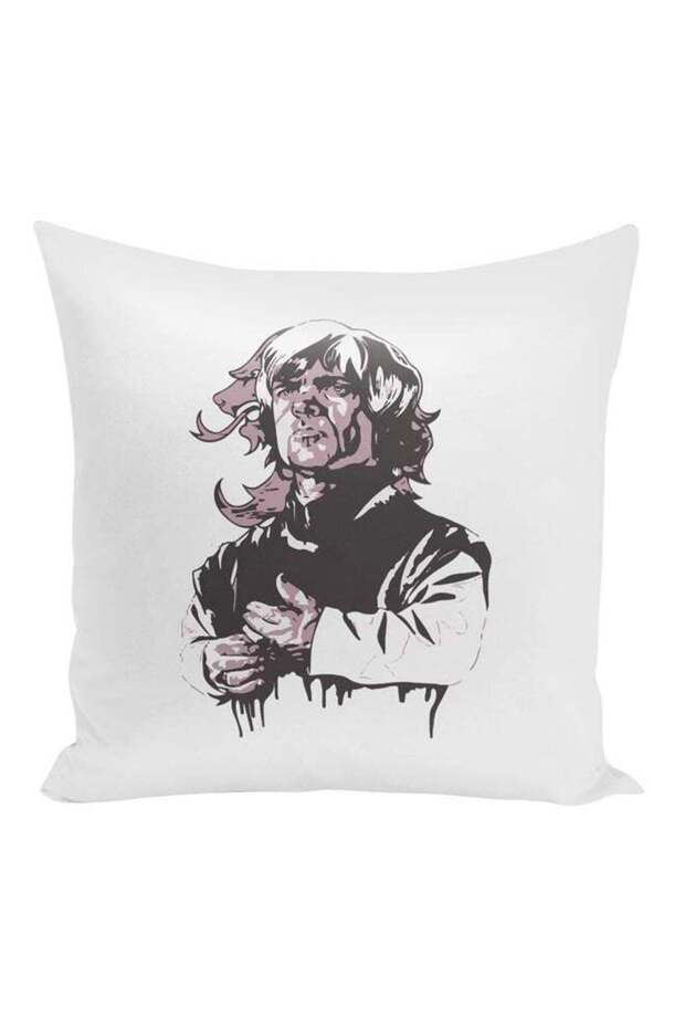 Tyrion Lannister Themed Throw Pillow White/Pink/Dark Grey 16x16inch