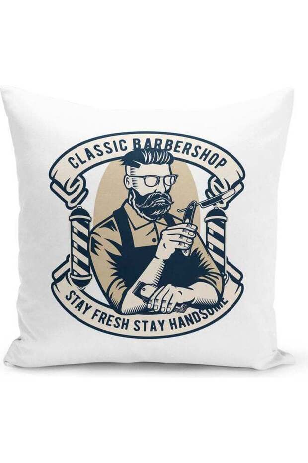 Classic Barber Design Decorative Pillow Multicolour