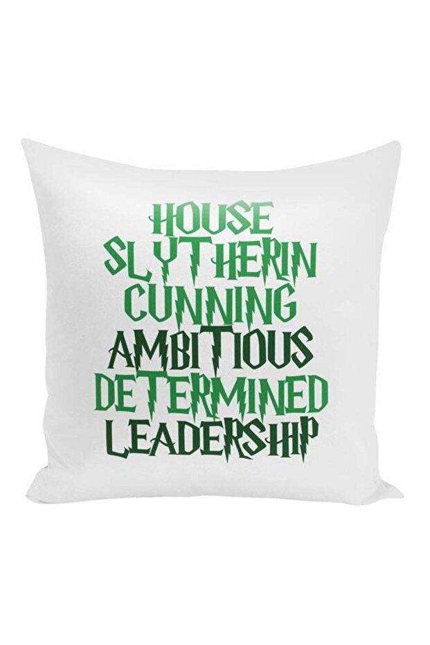 House Slytherin Theme Printed Throw Pillow White/Green 16x16inch