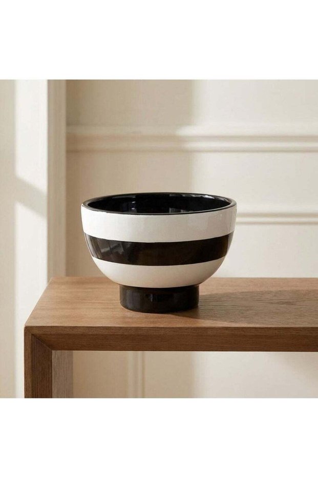 Mirabella Black White Ceramic Vase 17X17X25 cm Modern Decorative Vase
