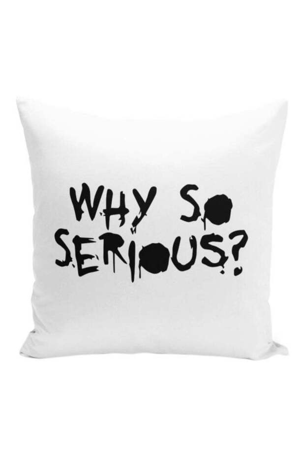 Why So Serious Joker Printed Decorative Pillow White/Black 16x16inch