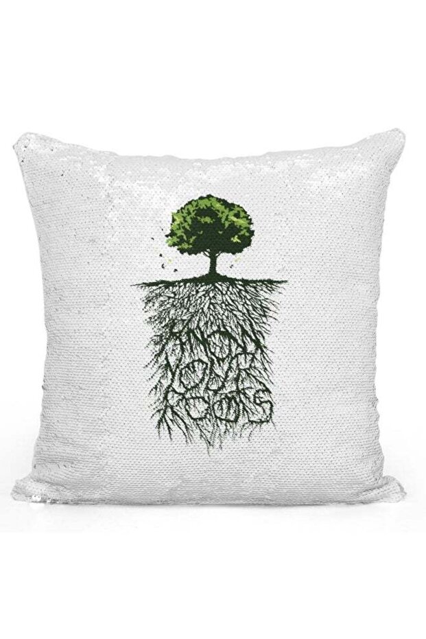 Tree Roots Decorative Throw Pillow White