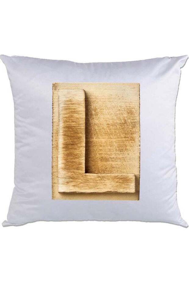 L-Printed Decorative Pillow White/Brown 40 x 40cm