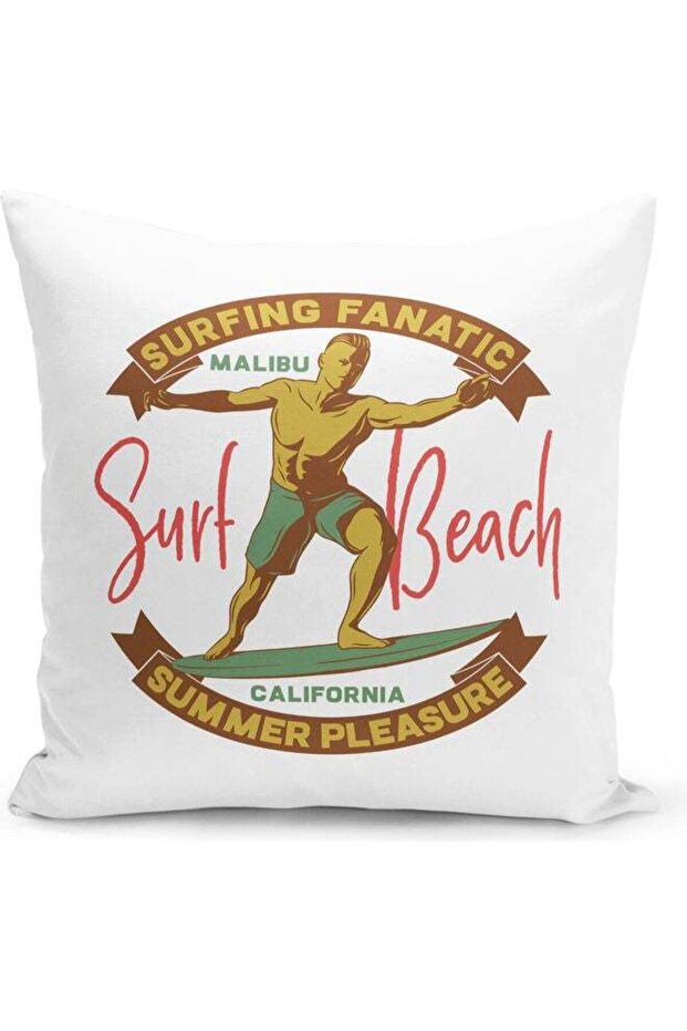 Surf Boy Decorative Throw Pillow White