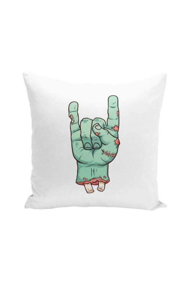 Music Surf Zombie Printed Throw Pillow White/Green/Pink 16x16inch
