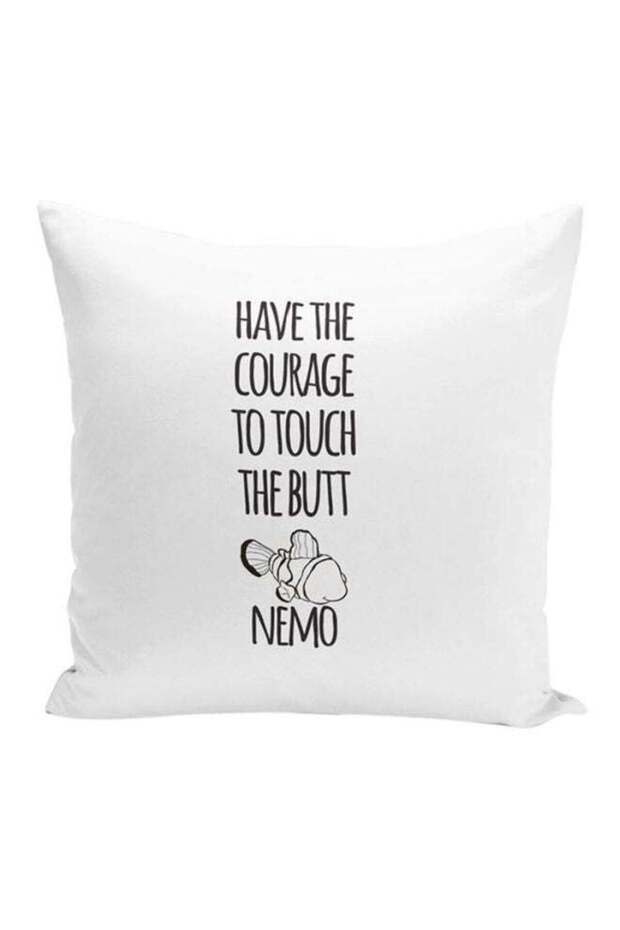 Have Courage Nemo Quote Printed Decorative Pillow White 16 x 16 x 7inch