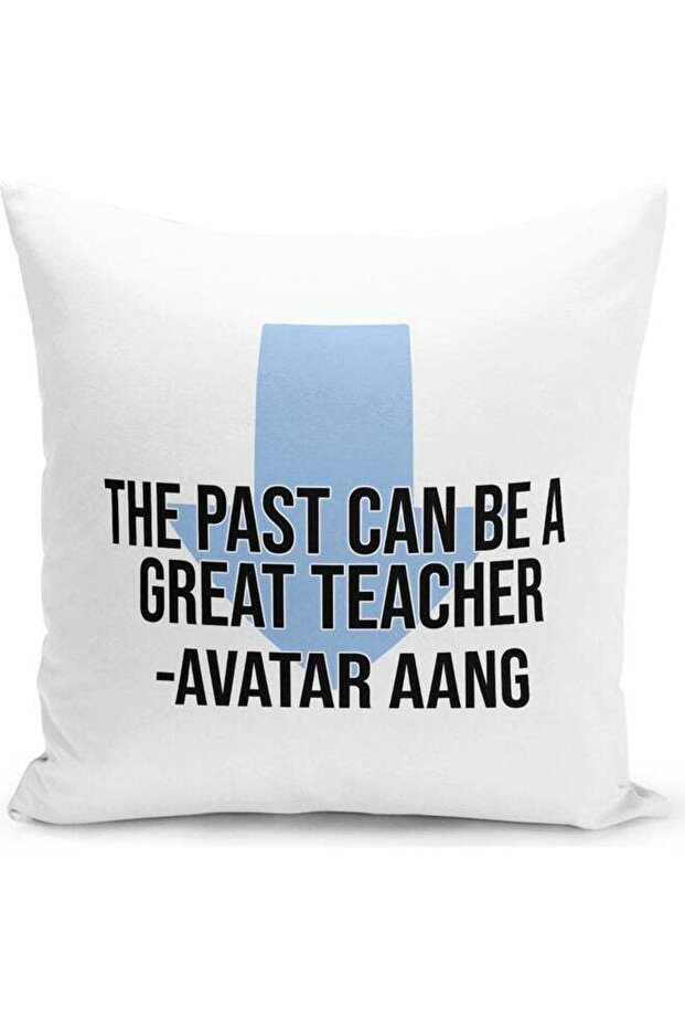 Airbender The Past Can Be Great Quote Themed Throw Pillow White/Black/Blue 16x16inch