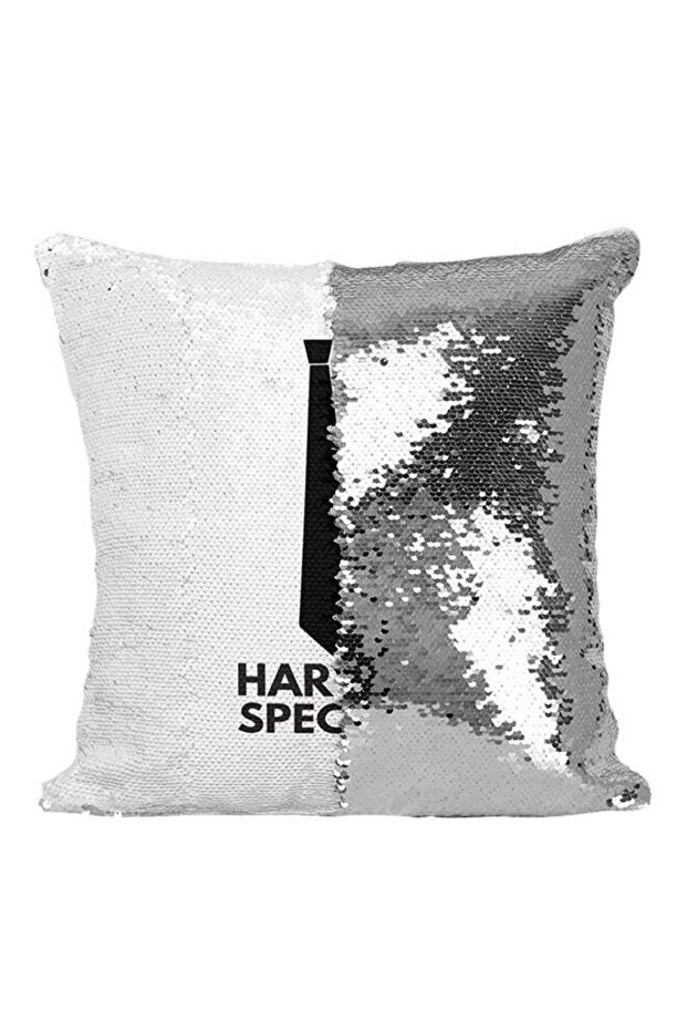 Harvey Specter Black Tie Sequined Throw Pillow Silver/White/Black 16x16inch