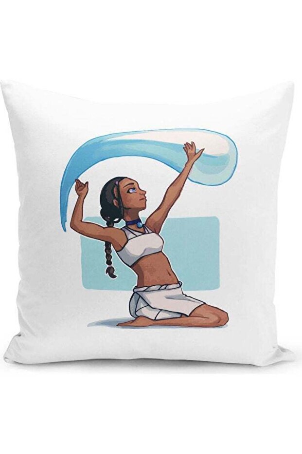 Avatar Katara Woman Euqality The Last Airbender Waterbender Themed Throw Pillow White/Blue/Beige 16