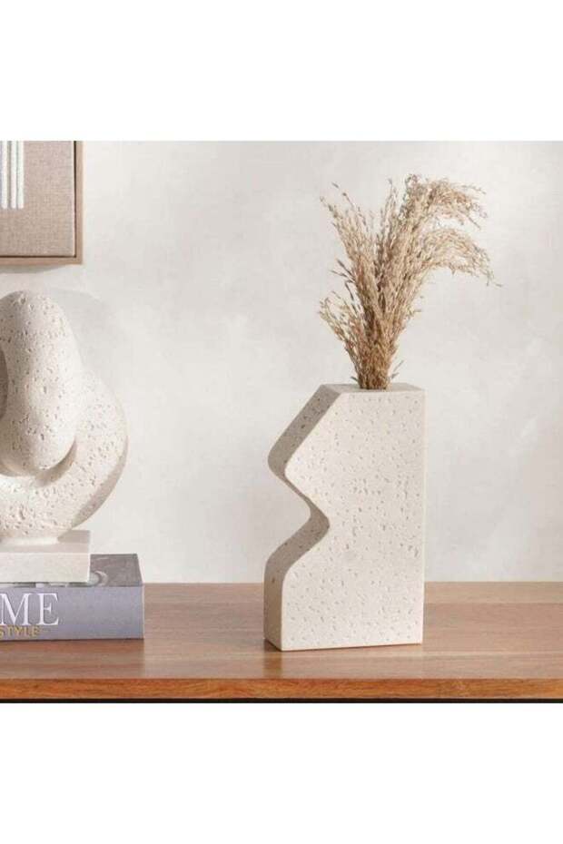 Terra Polyresin Decor Vase 12.5x6.5x21.5cm - Beige - 112HEL9900621