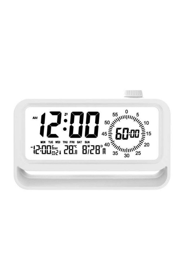 Digital Alarm Clock Night Light Visual Timer, LCD Time Reminder with 3 Alarms, Snooze,Temperature D