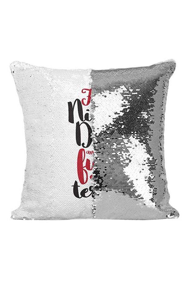 Melisandre Quote Night Is Dark And Full Of Terror Sequin Throw Pillow Silver/White/Red 16x16inch