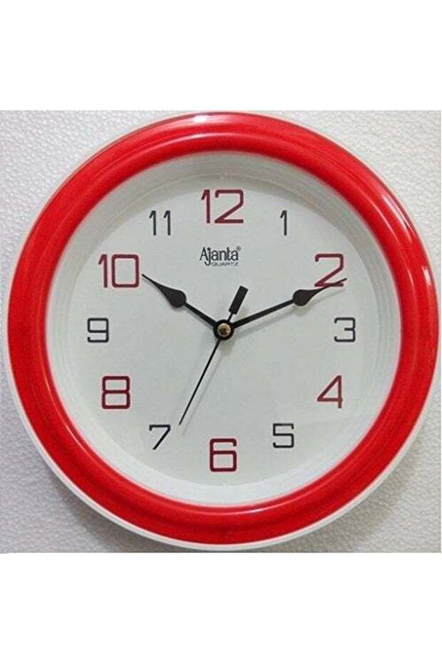 Ajanta 2147 Quartz Fancy Wall Clock – Red | Designer Sweep, Bold Numbers, Durable Plastic Frame | S