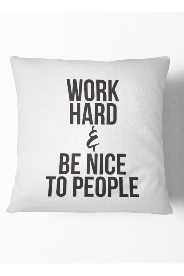 Work Hard And Be Nice Throw Pillow Multicolour 16 x 16inch