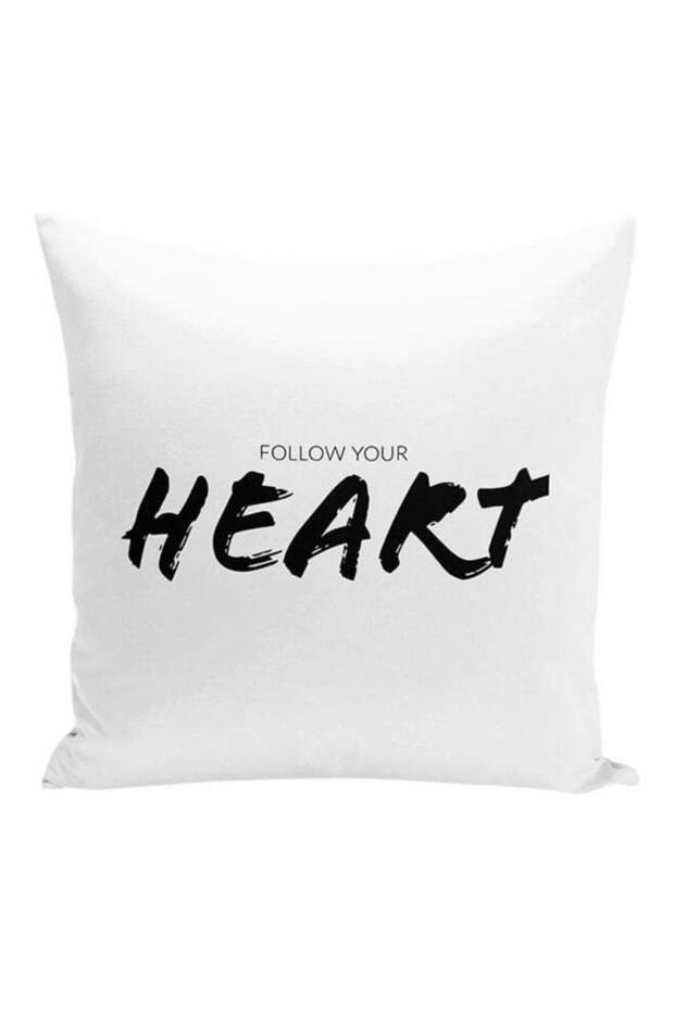 Follow Your Heart Brave Strong Youth Printed Decorative Pillow White/Black 16x16inch