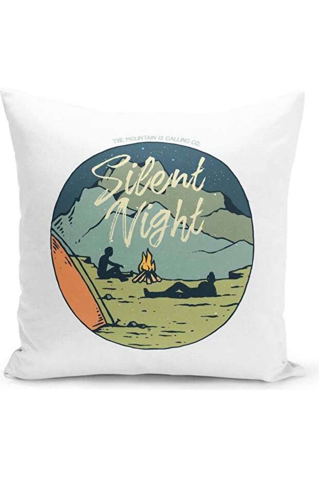 Silent Night Printed Decorative Throw Pillow White/Grey/Pink 40x40cm