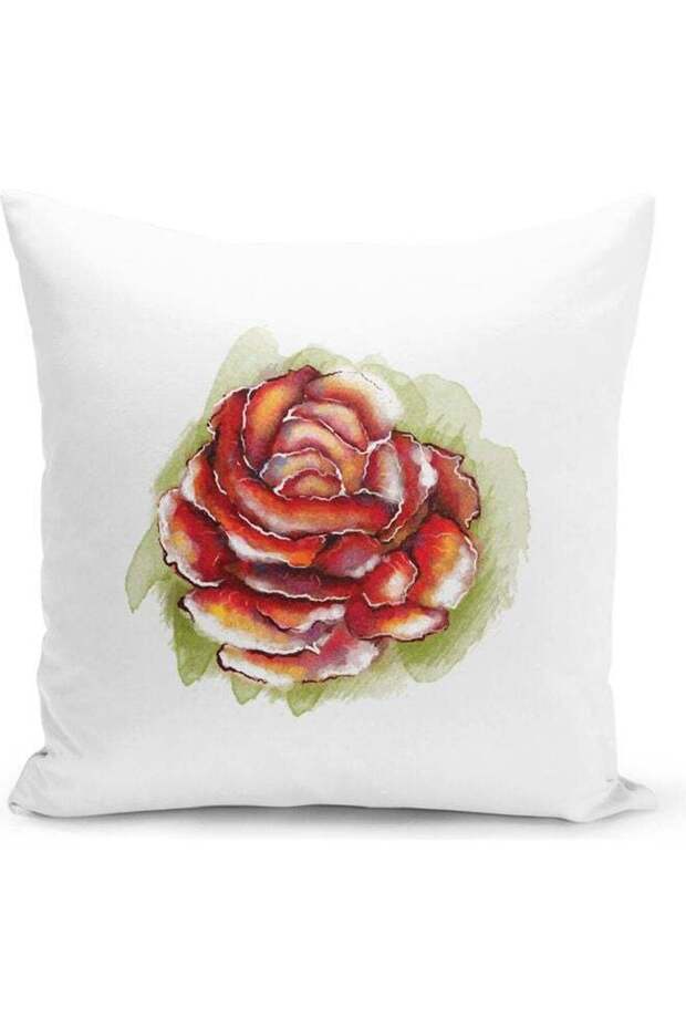 Red rose Printed Decorative Pillow Multicolour