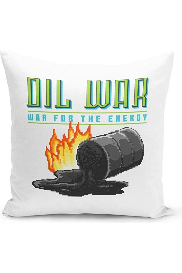 Oil War Printed Decorative Throw Pillow White/Green/Grey 40x40cm