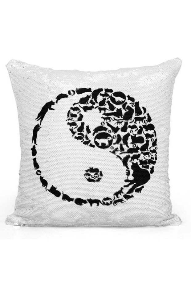 Decorative Throw Pillow Yin And Yang White/Black