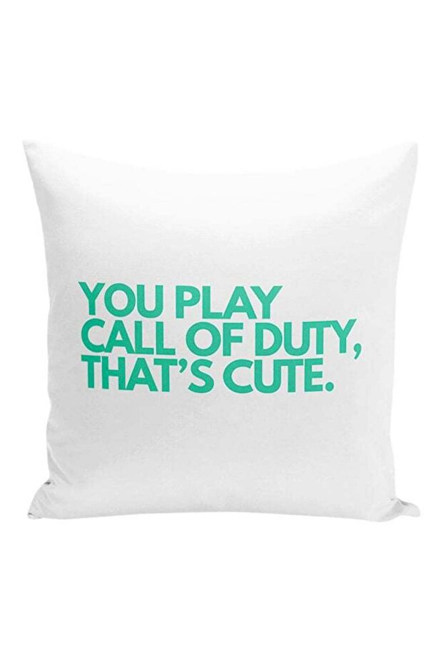 Call Of Duty That's Cute Gamers Printed Decorative Pillow White/Green 16x16inch
