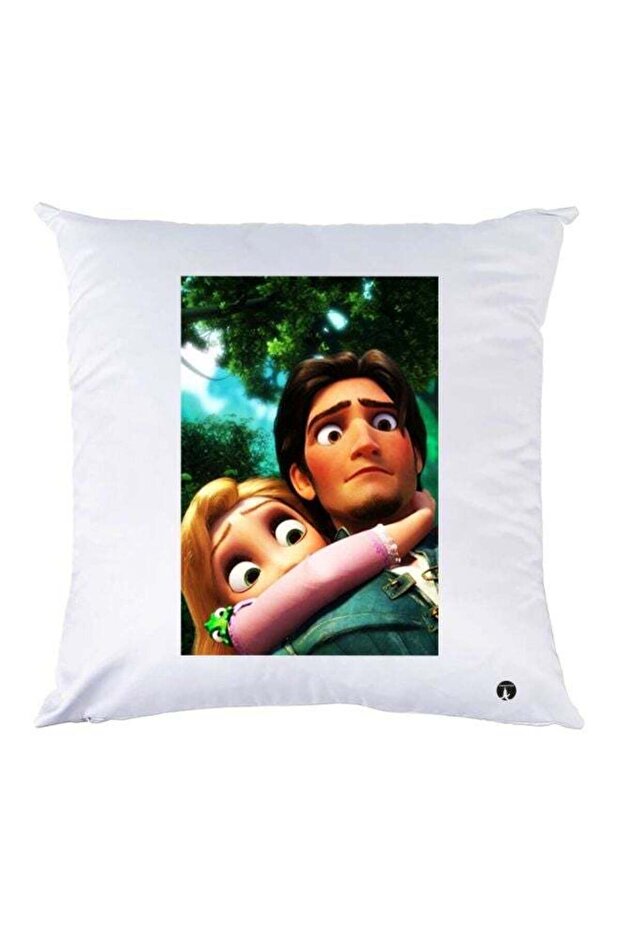 Cartoon Printed Throw Pillow White/Green/Pink 30x30cm