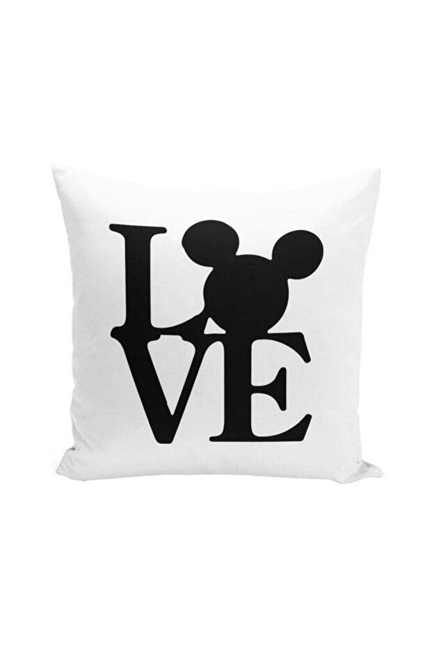 Mickey Mouse Printed Decorative Pillow Black/White 16x16inch