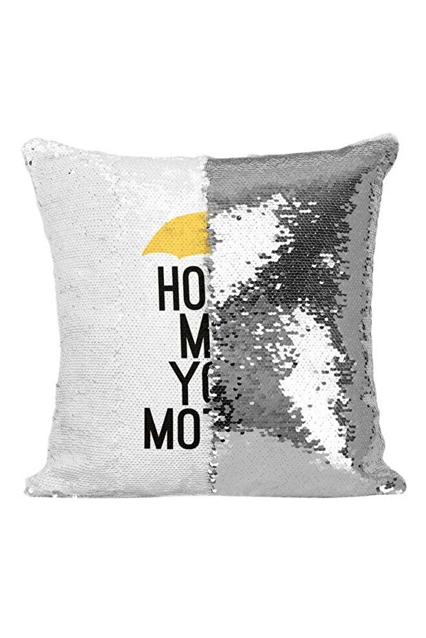 How I Met Your Mother Yellow Umbrella TV Show Sequin Throw Pillow Silver/White/Yellow 16x16inch
