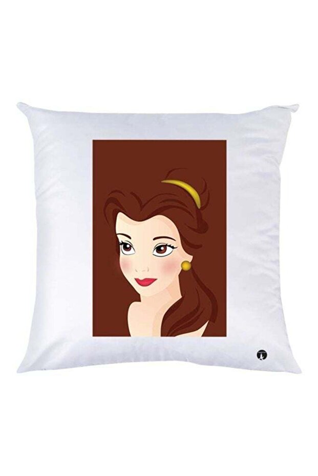 Girl Printed Throw Pillow White/Brown/Beige