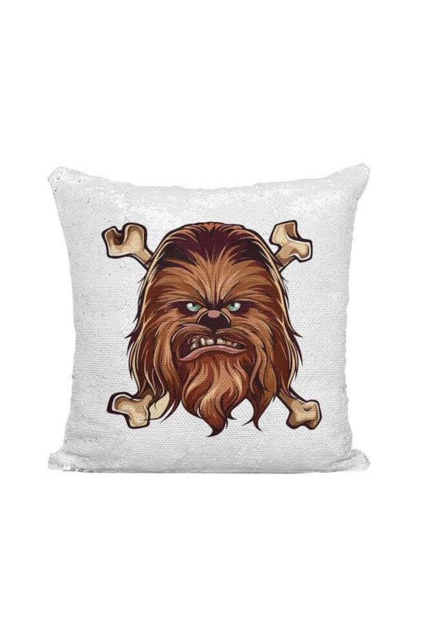 Printed Sequined Throw Pillow Silver/Brown 16x16inch