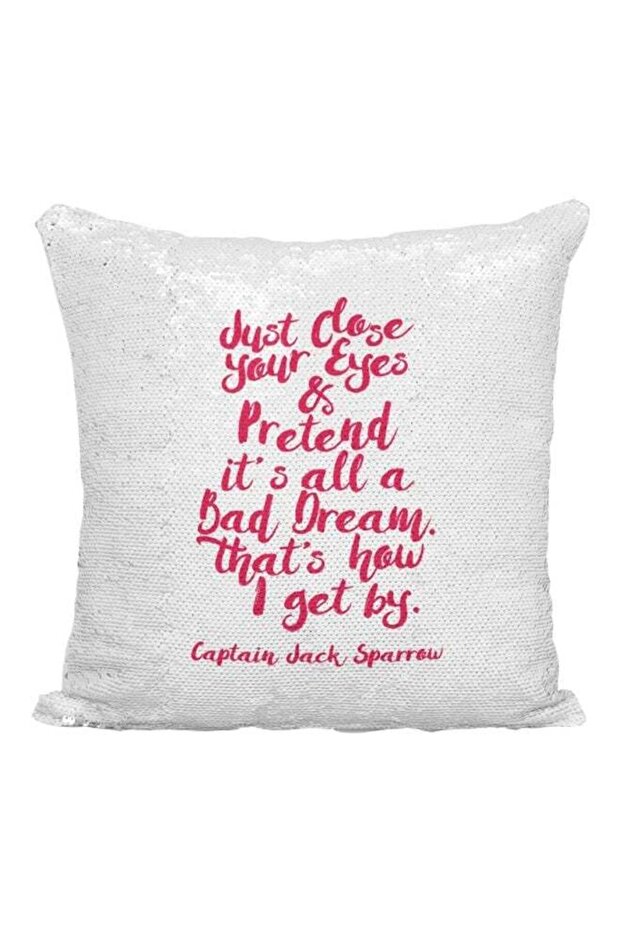 Pirates Of The Caribbean Sequined Throw Pillow White/Silver/Red 16x16inch