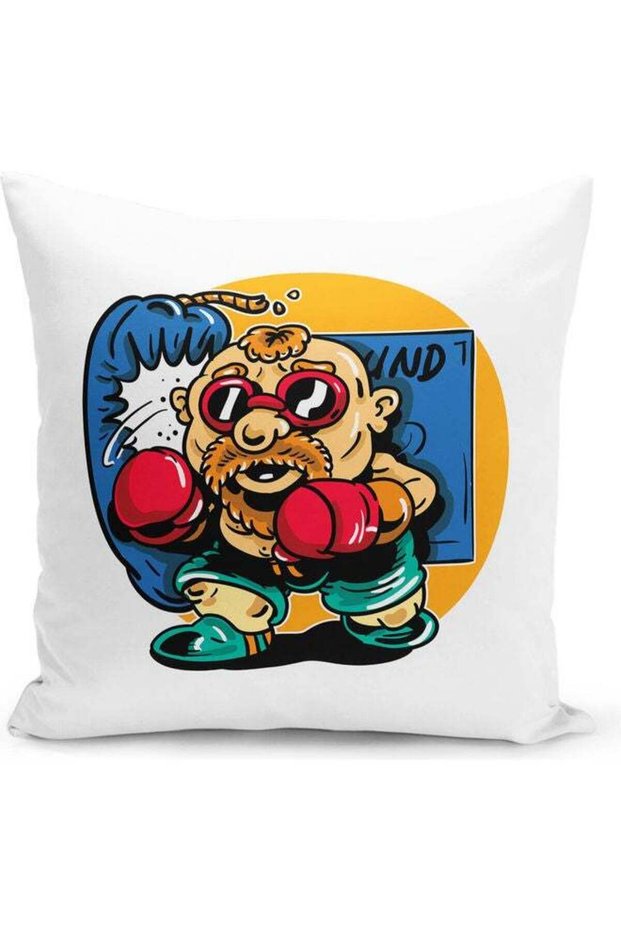 Boxing Champion Themed Decorative Throw Pillow Multicolour