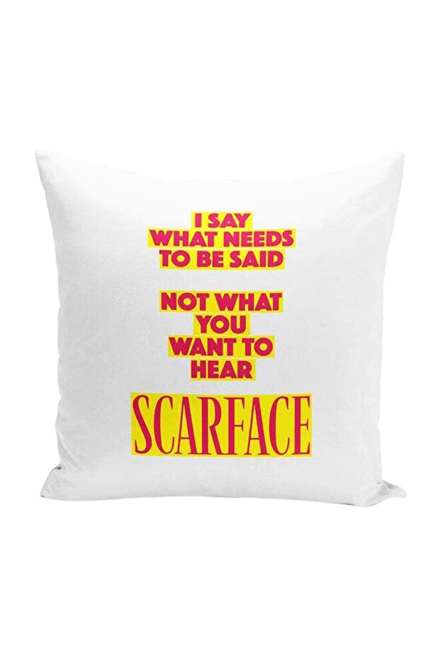 Scarface Quote Decorative Throw Pillow White/Orange 16 x 16inch