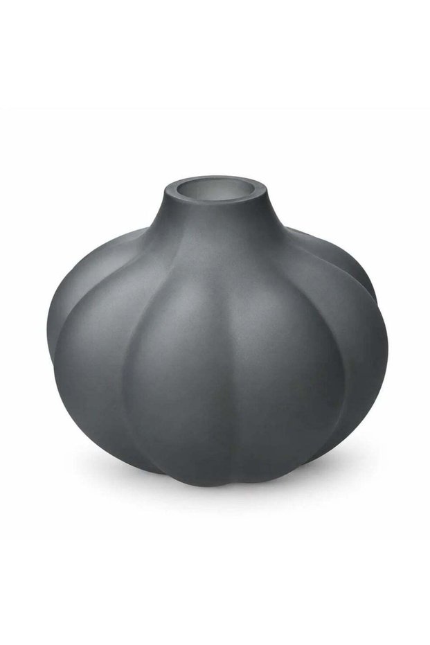 Ribbed Design Glass Vase Grey – 10cm