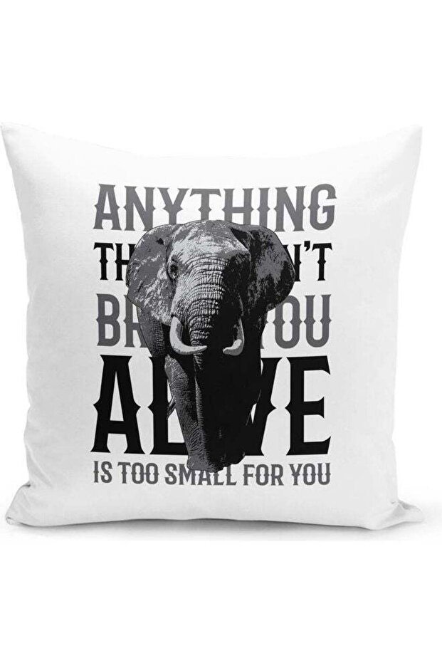 Elephant Themed Decorative Throw Pillow White/Grey/Black 40x40cm