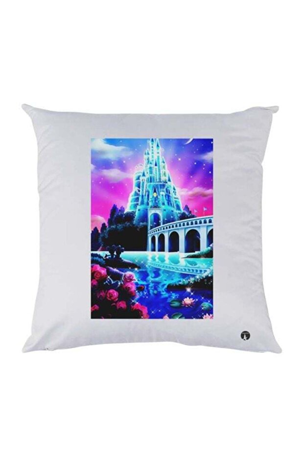 Nature Printed Decorative Throw Pillow White/Blue/Pink 30x30cm