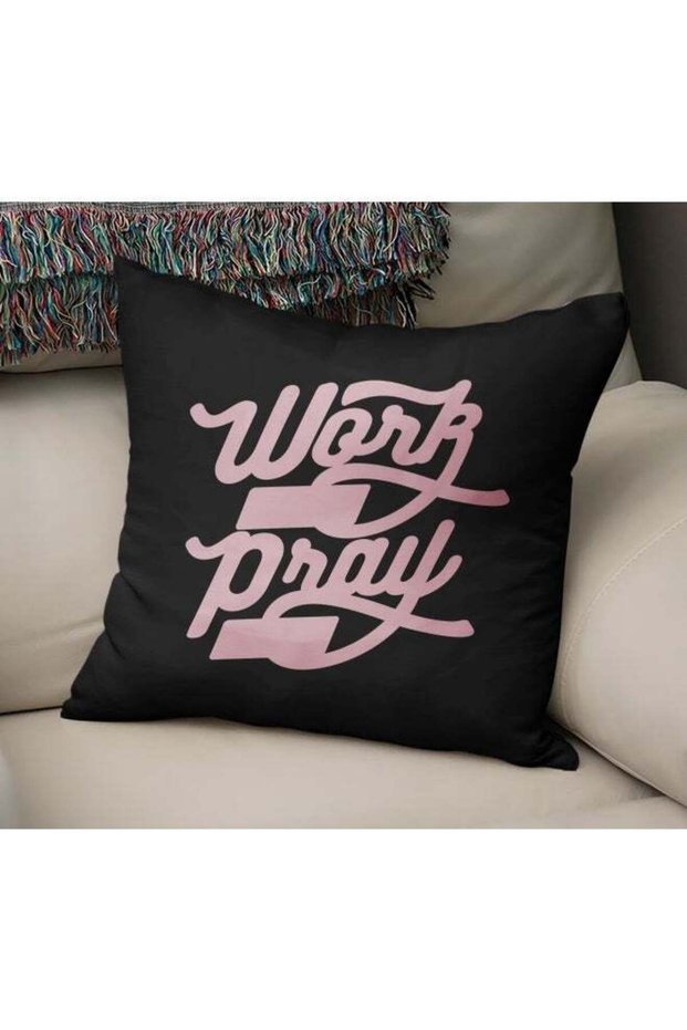 Pink Print Black Velvet Pillow Pink/Black