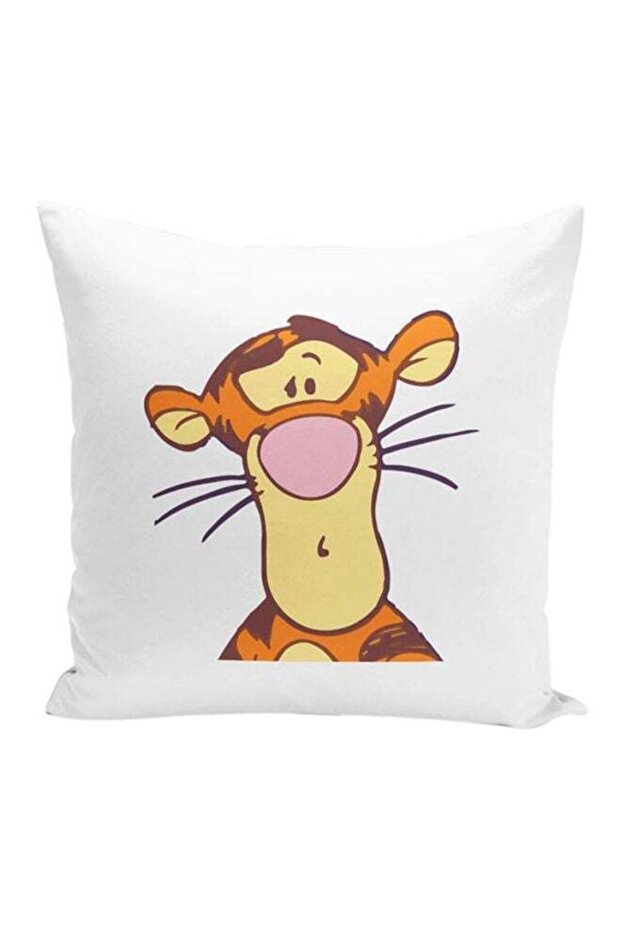 Pooh Tigger Strange Throw Pillow With Stuffing White/Orange/Yellow 16x16inch
