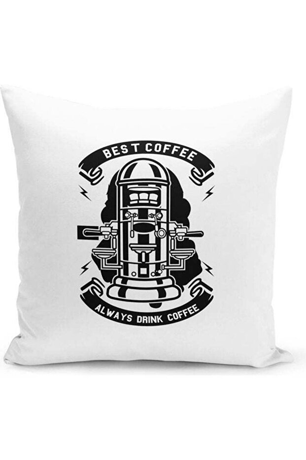 Always Drink Coffee Design Decorative Throw Pillow White/Black