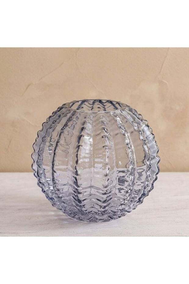 Mirabella Grey Glass Vase 18x18x16cm Modern Decorative Flower Vase