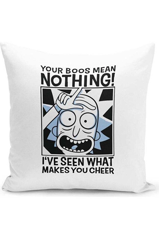 Rick And Morty Quote Themed Throw Pillow White/Black/Blue 16x16inch