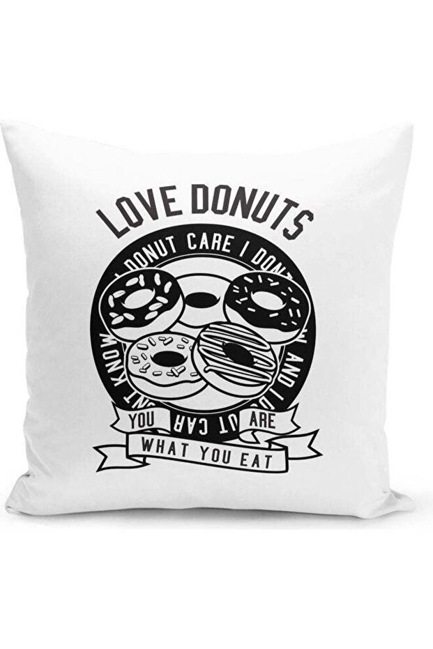 Donut Love Decorative Throw Pillow White/Black