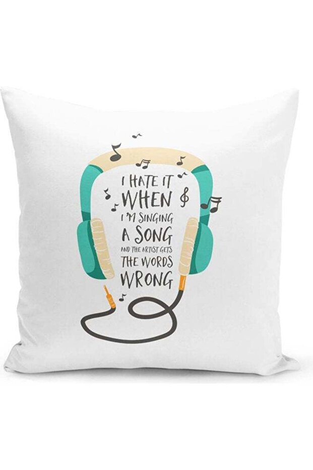 I Hate It Themed Decorative Throw Pillow White/Green/Yellow 40x40cm