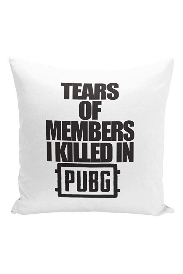 Tears Of My Members I Killed In PUBG Printed Cushion White/Black 16x16inch