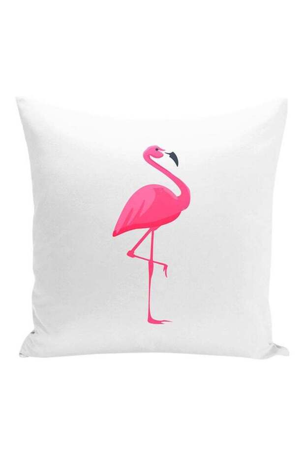 Flamingo Printed Decorative Pillow White/Pink 16x16inch