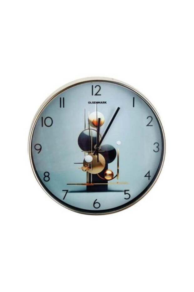 Olsenmark Round Wall Clock OMWC1914 - Battery Operated Silent Wall Clock, Minimalist Circle Design,